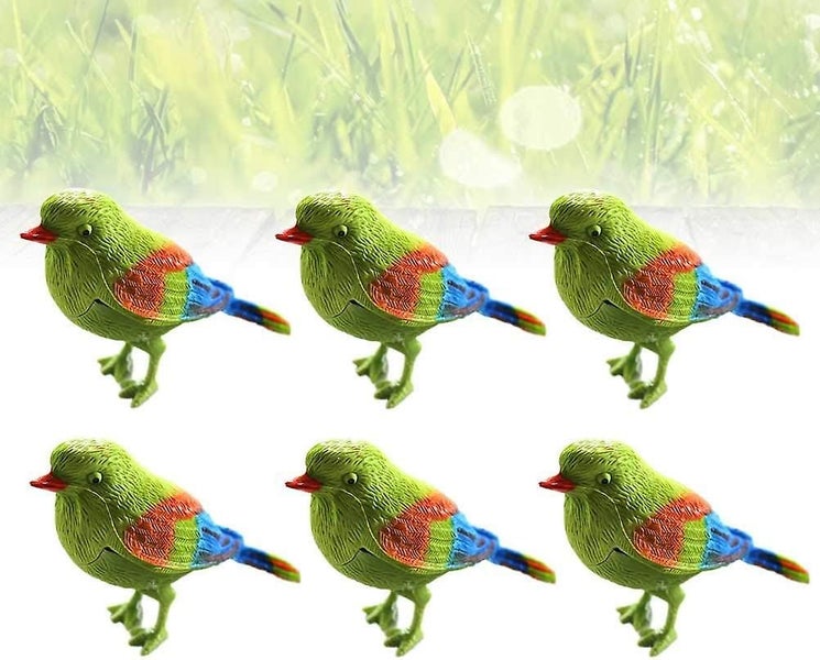6pcs Kid Toy Chirping Colorful Bird Sparrow Motion Sensor Christmas Ornament Rea Carousel 4