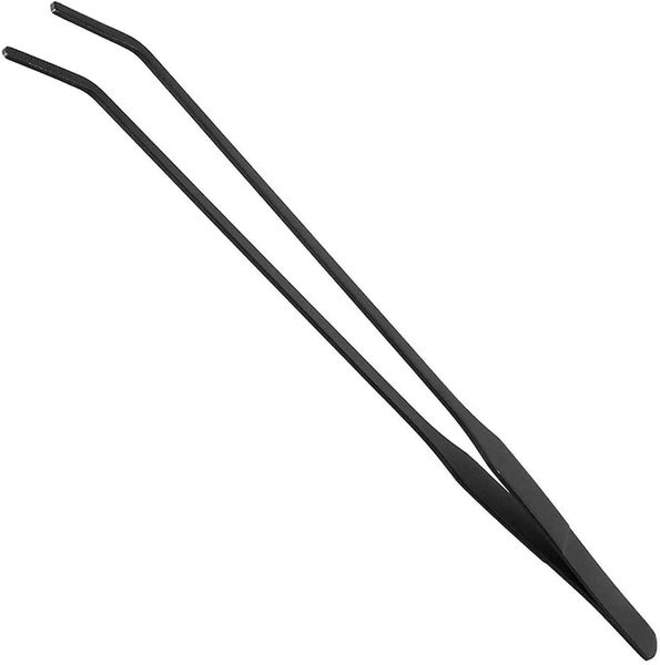 15 Inch Black Curved Aquarium Tweezers Stainless Steel Curved Tweezers With Carb Carousel 1