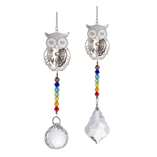 Crystal Colorful Beads Owl Window Ornament, Christmas 2-pack, Wedding, Window De Carousel 1