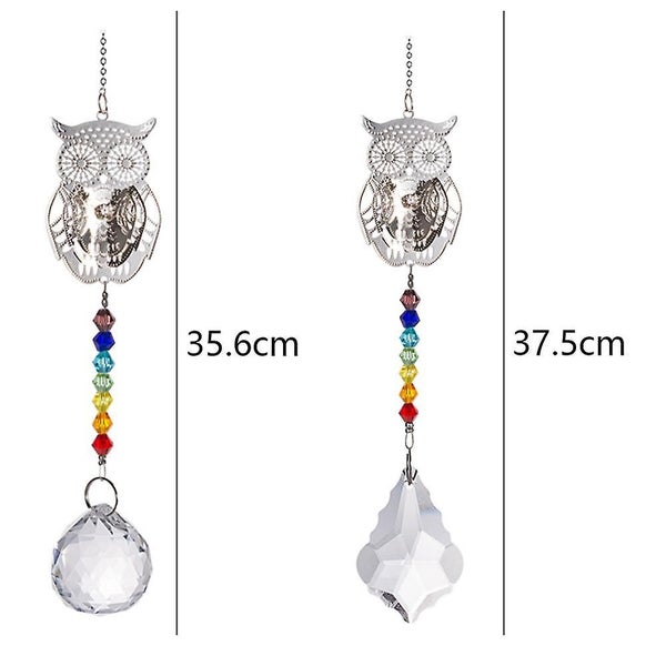 Crystal Colorful Beads Owl Window Ornament, Christmas 2-pack, Wedding, Window De Carousel 2