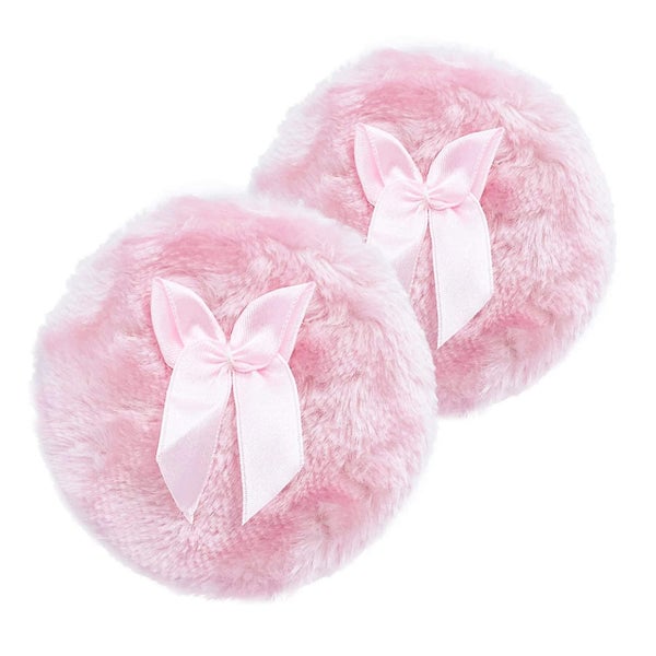Large Body Powder Puff, Soft & Furry Puff With Ribbon Handle( Puff(2pcs/pink)) Carousel 1