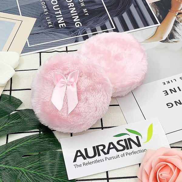 Large Body Powder Puff, Soft & Furry Puff With Ribbon Handle( Puff(2pcs/pink)) Carousel 2