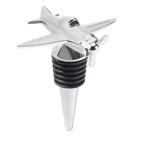 Airplane Wine Bottle Stopper, Metal With Rubber Seal, Fits Standard Wine Bottles Carousel 1