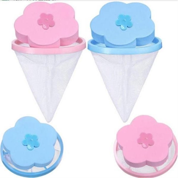 4 Pieces Of Plum Blossom Washing Machine Hair Filter Cleaning Net Bag Floating P Carousel 1