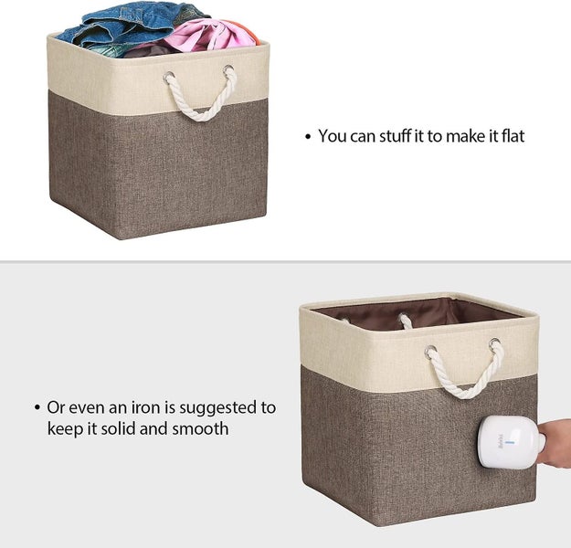 Foldable Storage Bin [1-pack] Collapsible Cube Storage Basket With Sturdy Cotton Carousel 5
