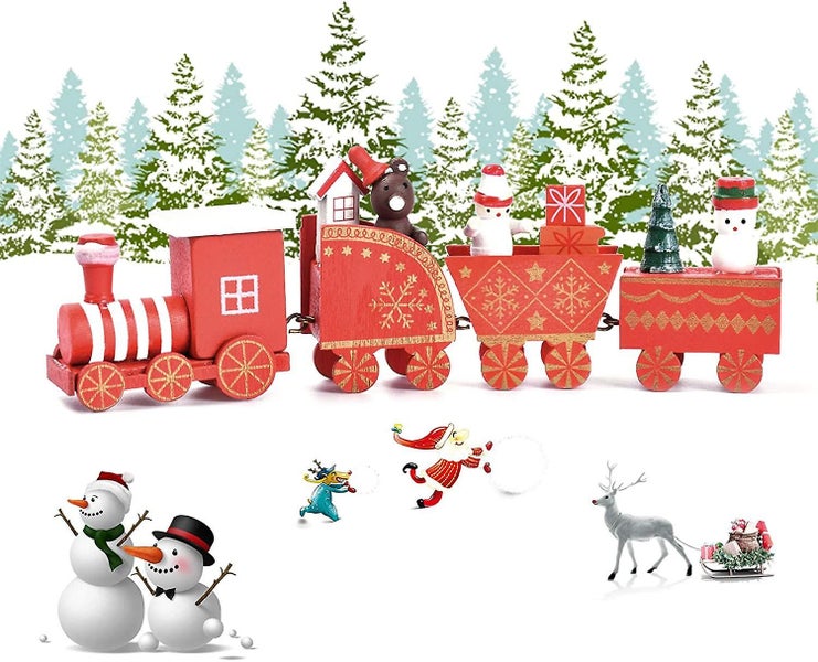 Mini Wooden Train, Train Christmas Decorations, Christmas Decorations, Miniature Carousel 1