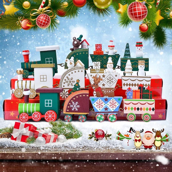 Mini Wooden Train, Train Christmas Decorations, Christmas Decorations, Miniature Carousel 5