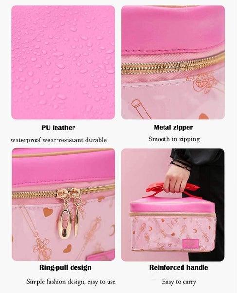 Makeup Bag Portable Travel Cosmetics Storage Case Leather Makeup Organizer Gift Carousel 4