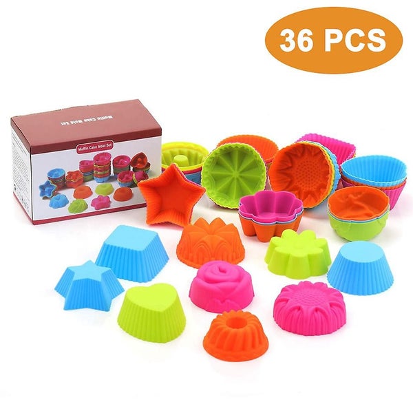 36 Pieces Silicone Muffin Cups, Reusable Silicone Baking Cups, Muffin Cups Carousel 1