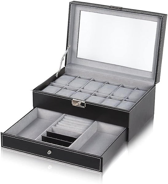 Lie Watch Box,12 Slot Double-layer Watch Box Premium Display Craft,luxury Case Carousel 2
