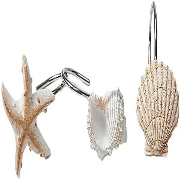 12 Pcs Decorative Seashell Shower Curtain Hooks Bathroom Beach Shell Carousel 4