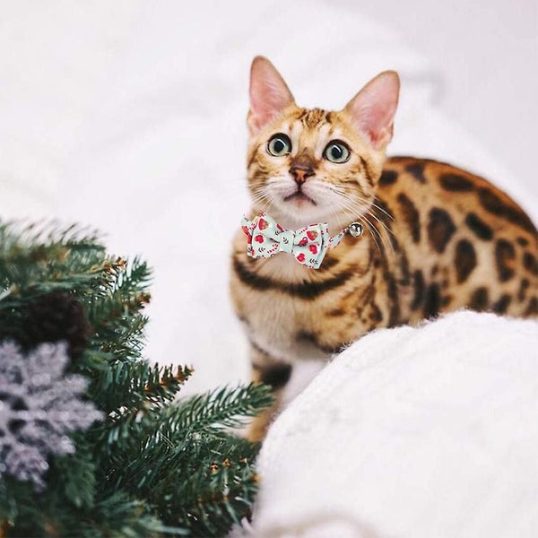 2 Pack/set Christmas Cat Collar Breakaway With Cute Bow Tie And Bell For Adjusta Carousel 5