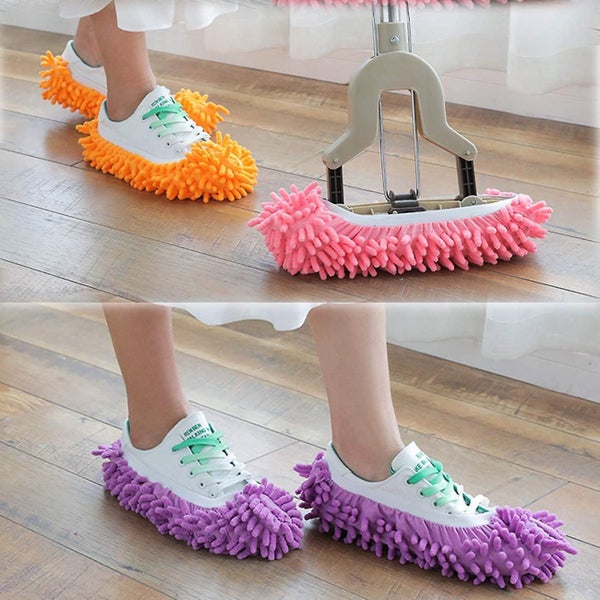 5 Pairs Mop Slippers, Microfiber Dust Mop Shoes Floor Cleaning Shoe Carousel 1