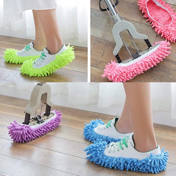 5 Pairs Mop Slippers, Microfiber Dust Mop Shoes Floor Cleaning Shoe Carousel 2