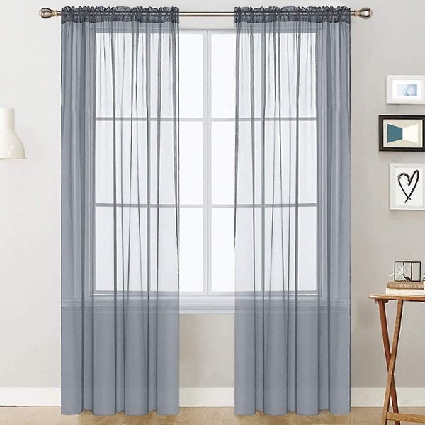 Transparent Curtains Living Room Rod Pocket Window Curtain Panels Bedroom Semi S Carousel 1