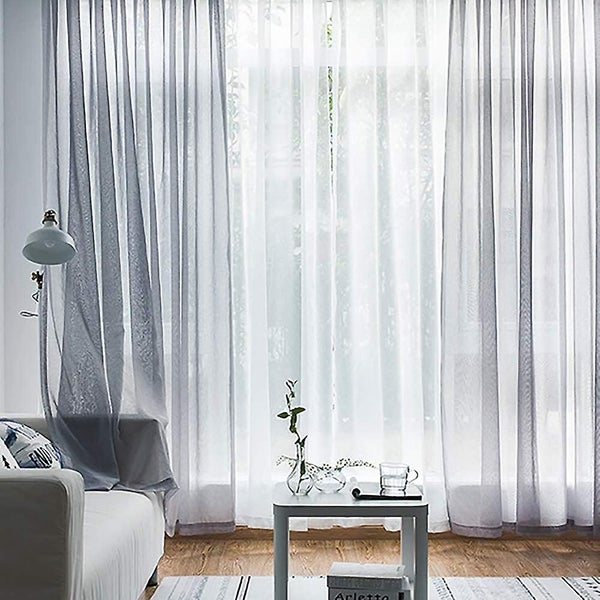 Transparent Curtains Living Room Rod Pocket Window Curtain Panels Bedroom Semi S Carousel 2