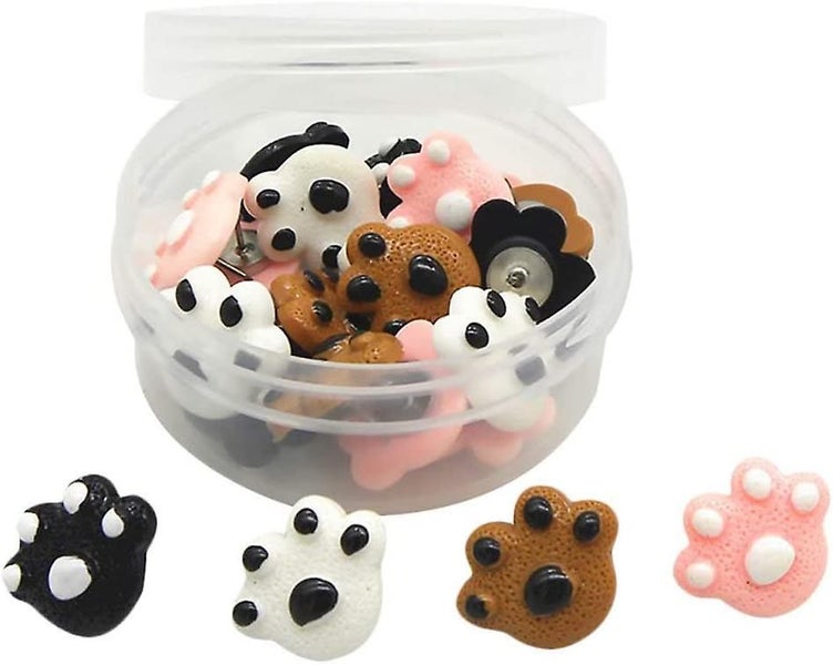 Push Pins For Cork Boards, 25pcs Paw Print Thumb Tacks W/storage Box, Decorative Carousel 1