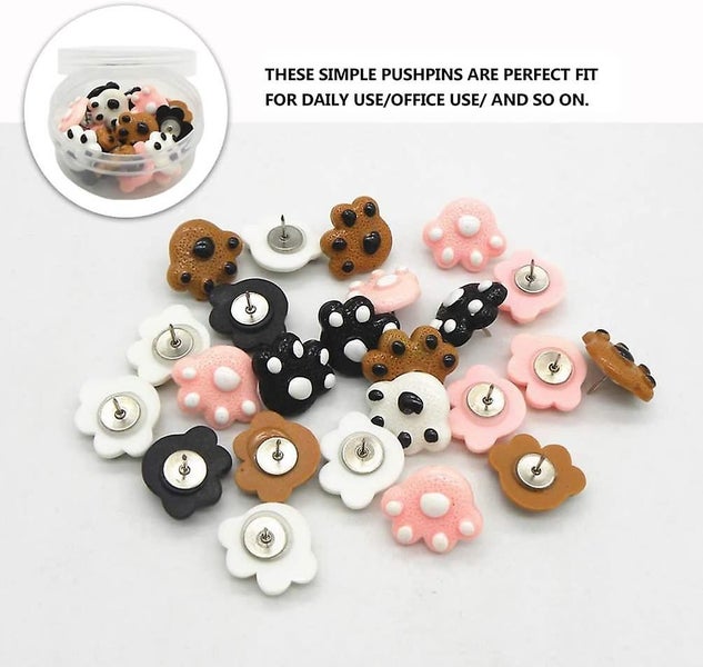 Push Pins For Cork Boards, 25pcs Paw Print Thumb Tacks W/storage Box, Decorative Carousel 5
