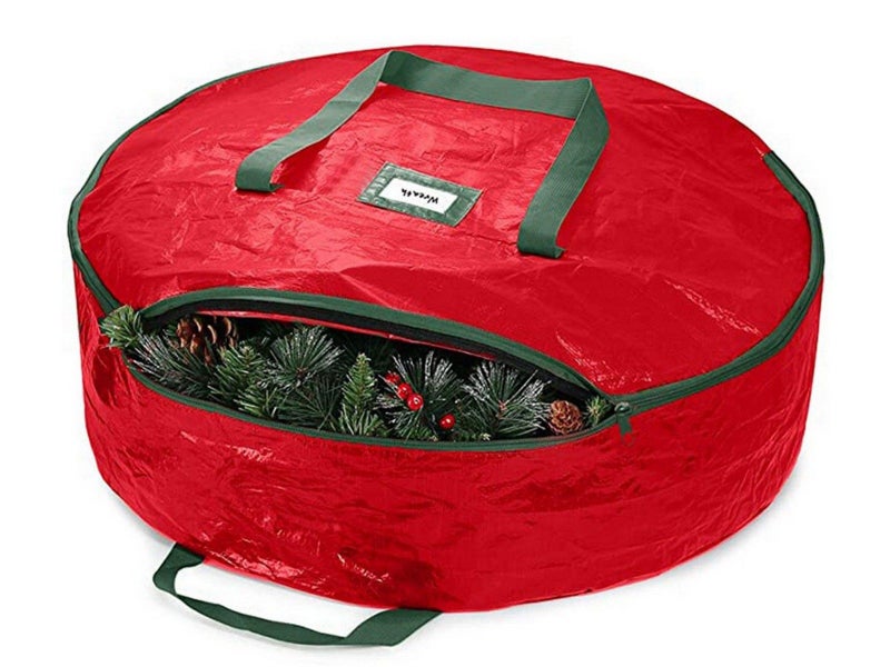 60x18cm Waterproof Dust Proof Christmas Wreath Storage Bag Red Carousel 1