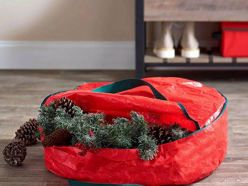 60x18cm Waterproof Dust Proof Christmas Wreath Storage Bag Red Carousel 2