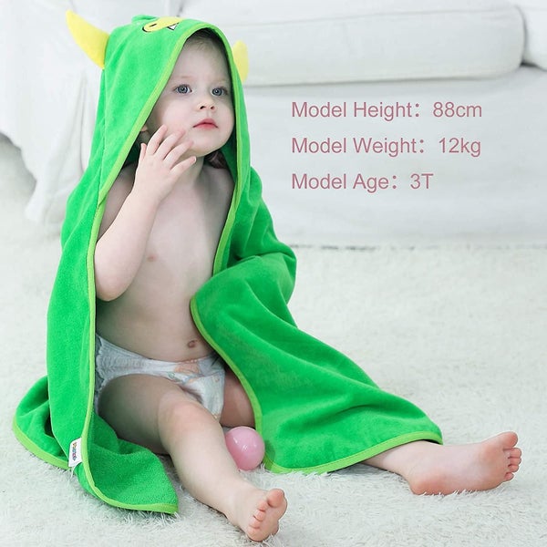 Animal Hooded Baby Towel Washcloth, Toddler Premium Cotton Absorbent Bathrobe Fo Carousel 2