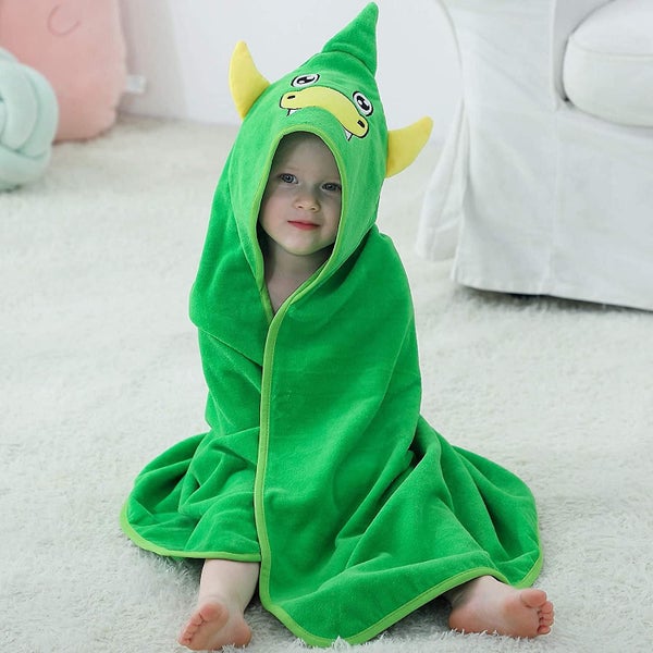Animal Hooded Baby Towel Washcloth, Toddler Premium Cotton Absorbent Bathrobe Fo Carousel 4