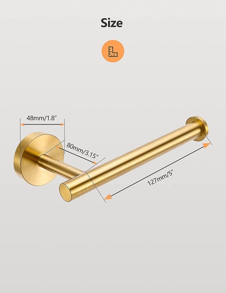 Toilet Paper Holder, Brushed Gold Sus304 Stainless Steel Wall Mount Toilet Roll Carousel 4