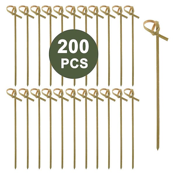 200pcs Of Bamboo Cocktail Picks - Knotted Skewers - Cocktails Carousel 1