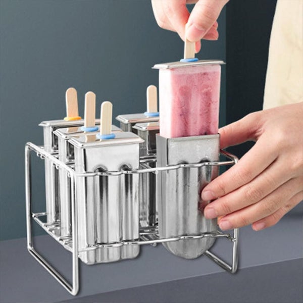 6 Grid Stainless Steel Diy Ice Cream Mould Ice Cube Home Popsicle Ice Lolly Mold Carousel 2