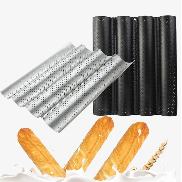 2 Pack Nonstick Perforated Baguette Pan 15" X 13" For French Bread Baking 4 Wave Carousel 1
