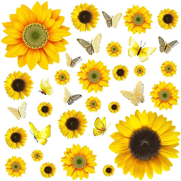 Fall Thanksgiving Sunflower Wall Decor Sunflower Butterfly Sticker 39p Carousel 1