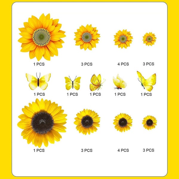 Fall Thanksgiving Sunflower Wall Decor Sunflower Butterfly Sticker 39p Carousel 2