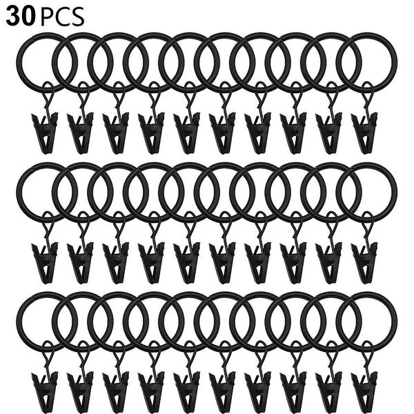 30 Pcs Curtain Rings With Clips, Strong Drapery Clips Hooks On Tension Rod Brack Carousel 1