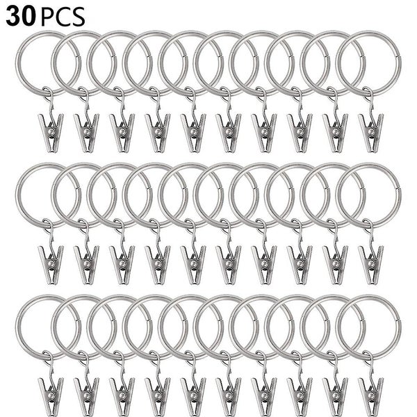 30 Pcs Curtain Rings With Clips, Strong Drapery Clips Hooks On Tension Rod Brack Carousel 2