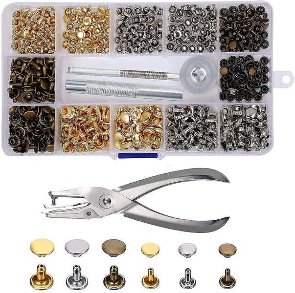 Leather Rivets 240 Set 2 Sizes Double Rivet Tubular Metal Studs With 3 Pieces Fi Carousel 1