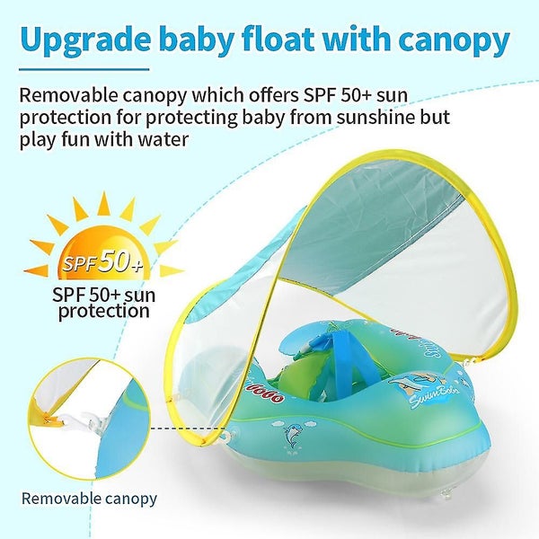Lie Inflatable Baby Swimming Float Float Ring Baby Pool With Sun Protection Cano Carousel 1