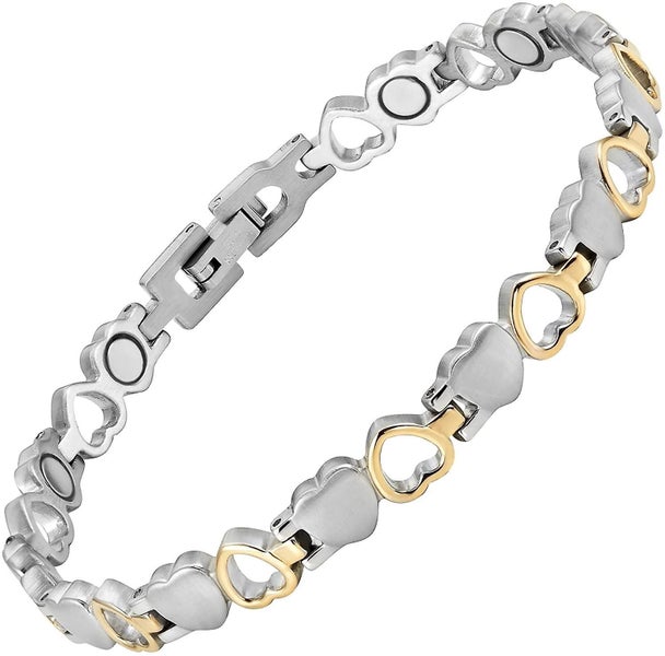 Willis Judd Womens Love Heart Magnetic Therapy Ankle Bracelet For Arthritis Pain Carousel 1