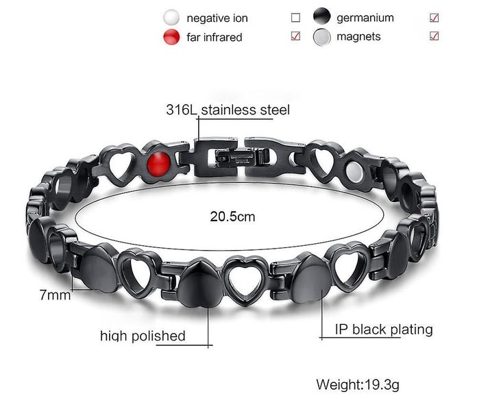 Willis Judd Womens Love Heart Magnetic Therapy Ankle Bracelet For Arthritis Pain Carousel 3
