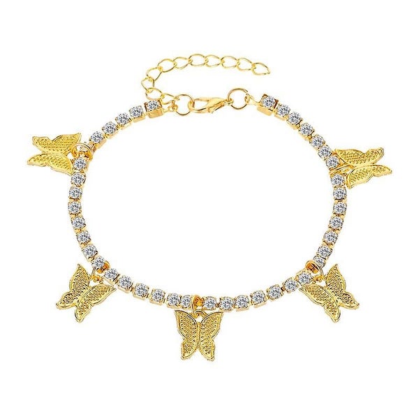 Butterfly Anklet For Women Ankle Bracelets Rhinestone Anklets Boho Carousel 1