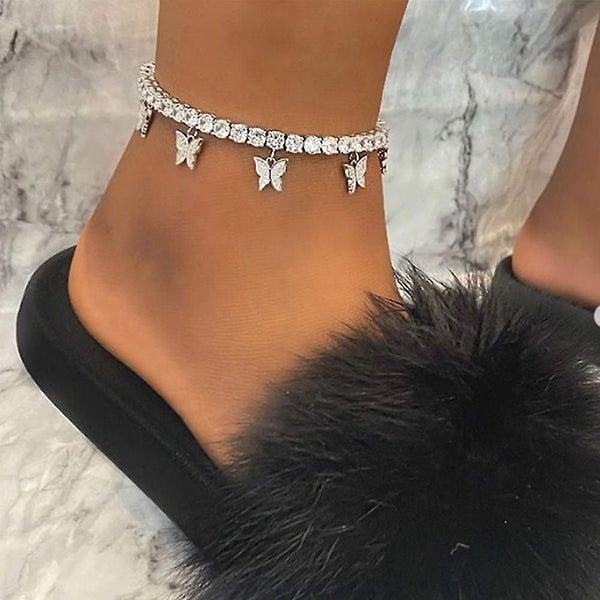 Butterfly Anklet For Women Ankle Bracelets Rhinestone Anklets Boho Carousel 2