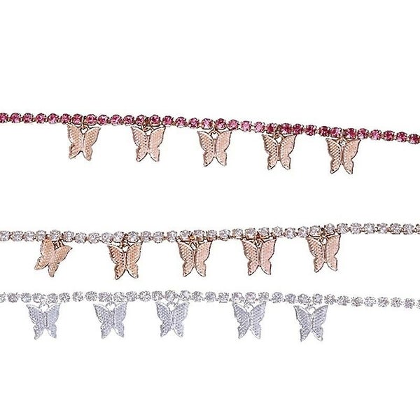 Butterfly Anklet For Women Ankle Bracelets Rhinestone Anklets Boho Carousel 5