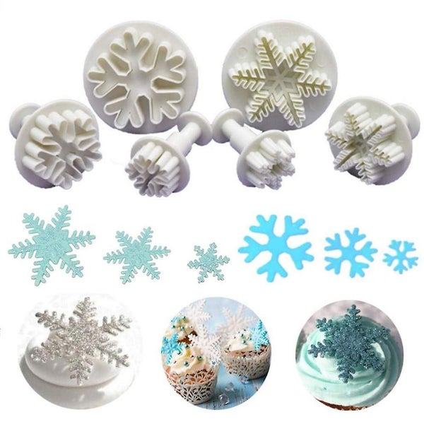 6 Pcs Fondant Cookie Cutter Snowflakes Cookie Cutter Ejector Stamp Cake Decorati Carousel 1