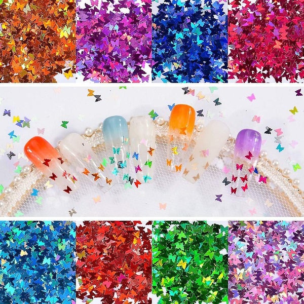 3d Holographic Butterfly Nail Glitter 24 Colors/set, Splarkly Nail Sequins Flake Carousel 1