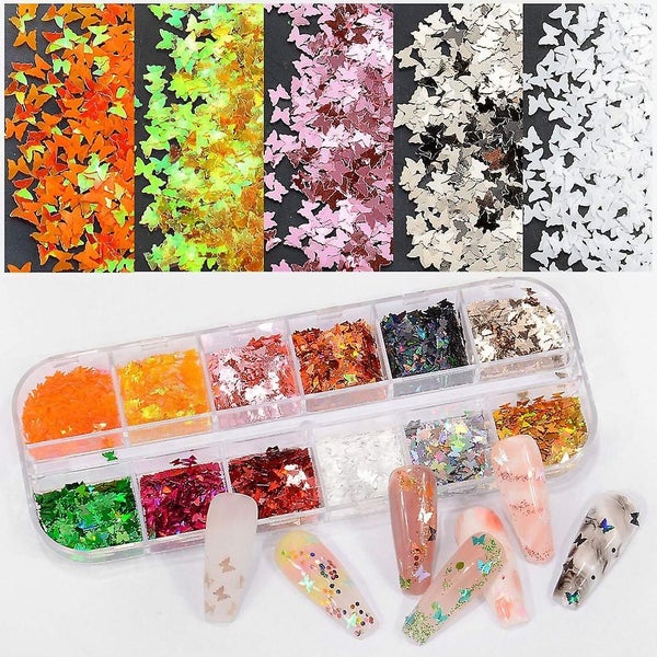 3d Holographic Butterfly Nail Glitter 24 Colors/set, Splarkly Nail Sequins Flake Carousel 2