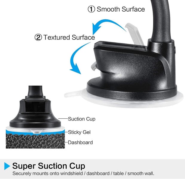 Tablet Car Mount Holder [13" Gooseneck Extension] Long Arm Suction Cup Mount For Carousel 5