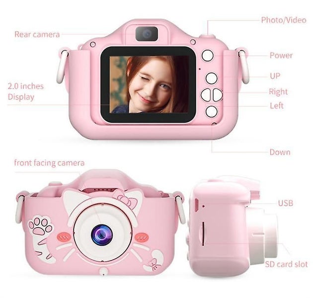 Kids Camera For Girls And Boys, Kids Digital Dual Camera 2.0 Inches Screen 20mp Carousel 5