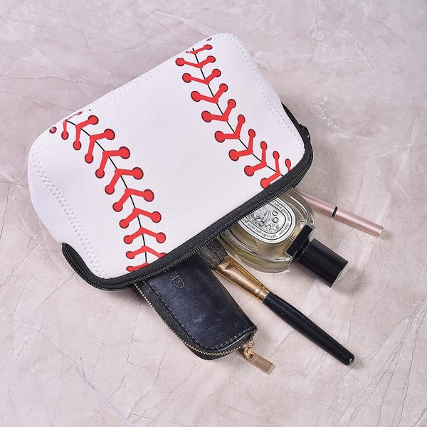 4 Pieces Softball Cosmetic Bag Baseball Print Makeup Bag With Zipper Travel Cosm Carousel 5