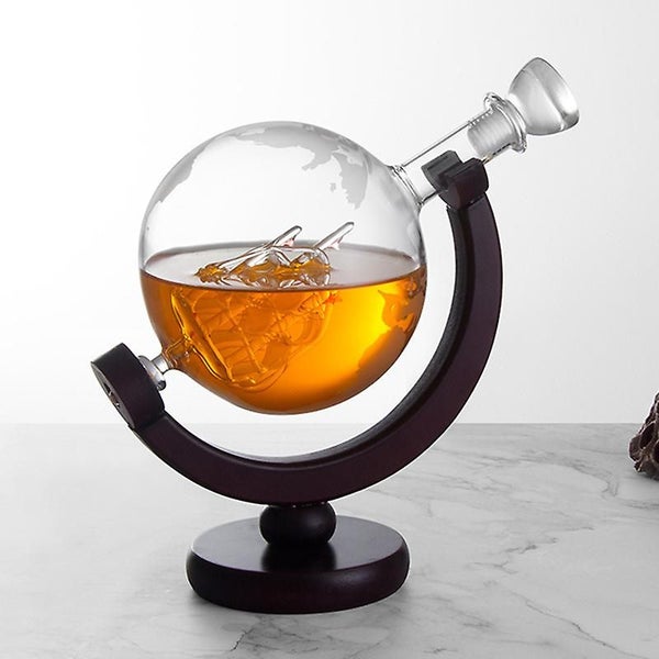 Glass Globe Whisky Decanter Set For Liquor, Bourbon, Vodka In Premium Carousel 2