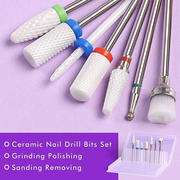 Ceramic Nail Drill Bits Set 7pcs Diamond Carbide Nail Drill Bit For Remove Acryl Carousel 1