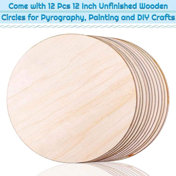 Wood Circles For Crafts, 12 Pack 12 Inch Unfinished Wood Rounds Wooden Cutouts F Carousel 2